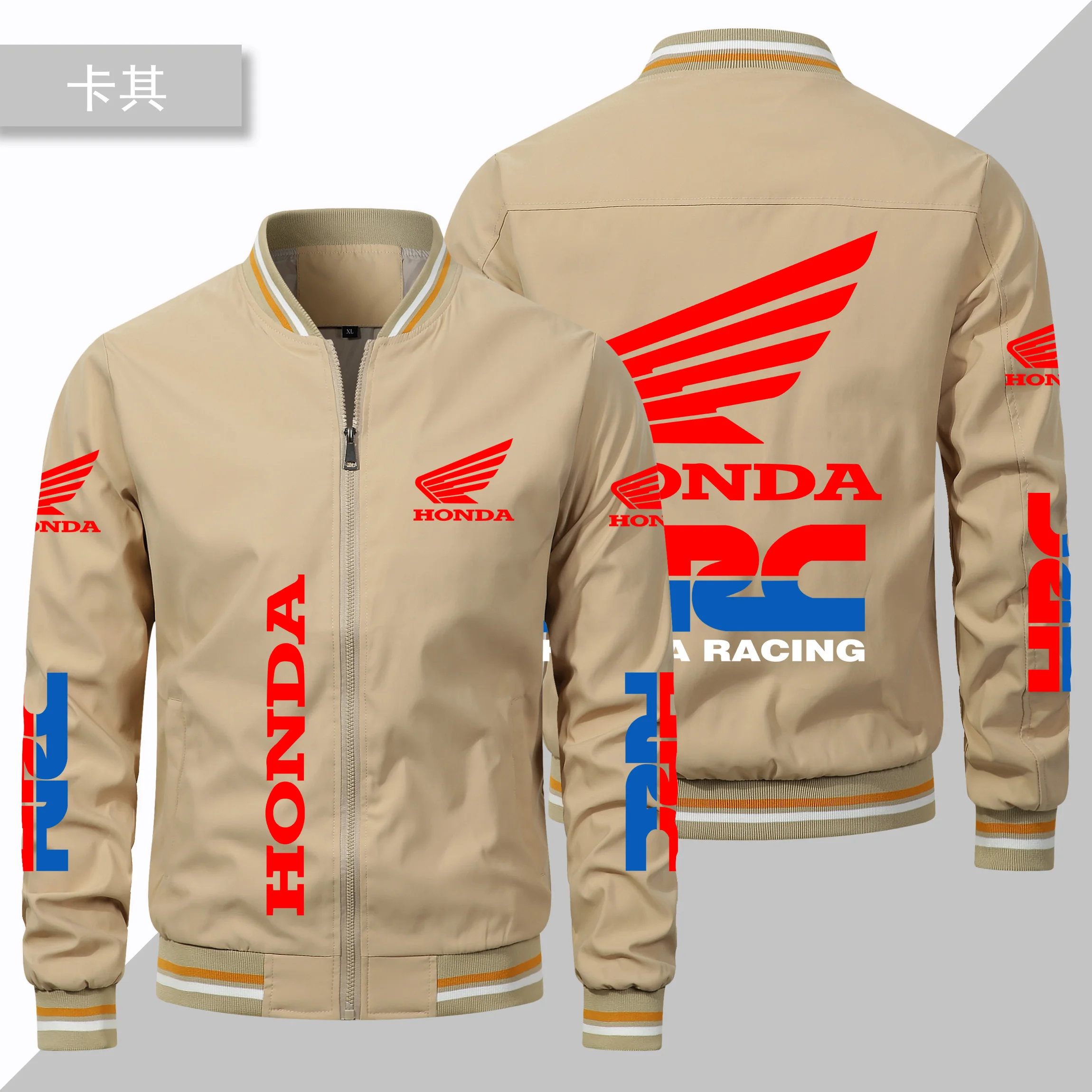 Motorcycle Jacket Honda Red Wing HRC Printed Jacket Casual Harajuku Baseball Jacket Oversized Customized Honda Racing Team Wear