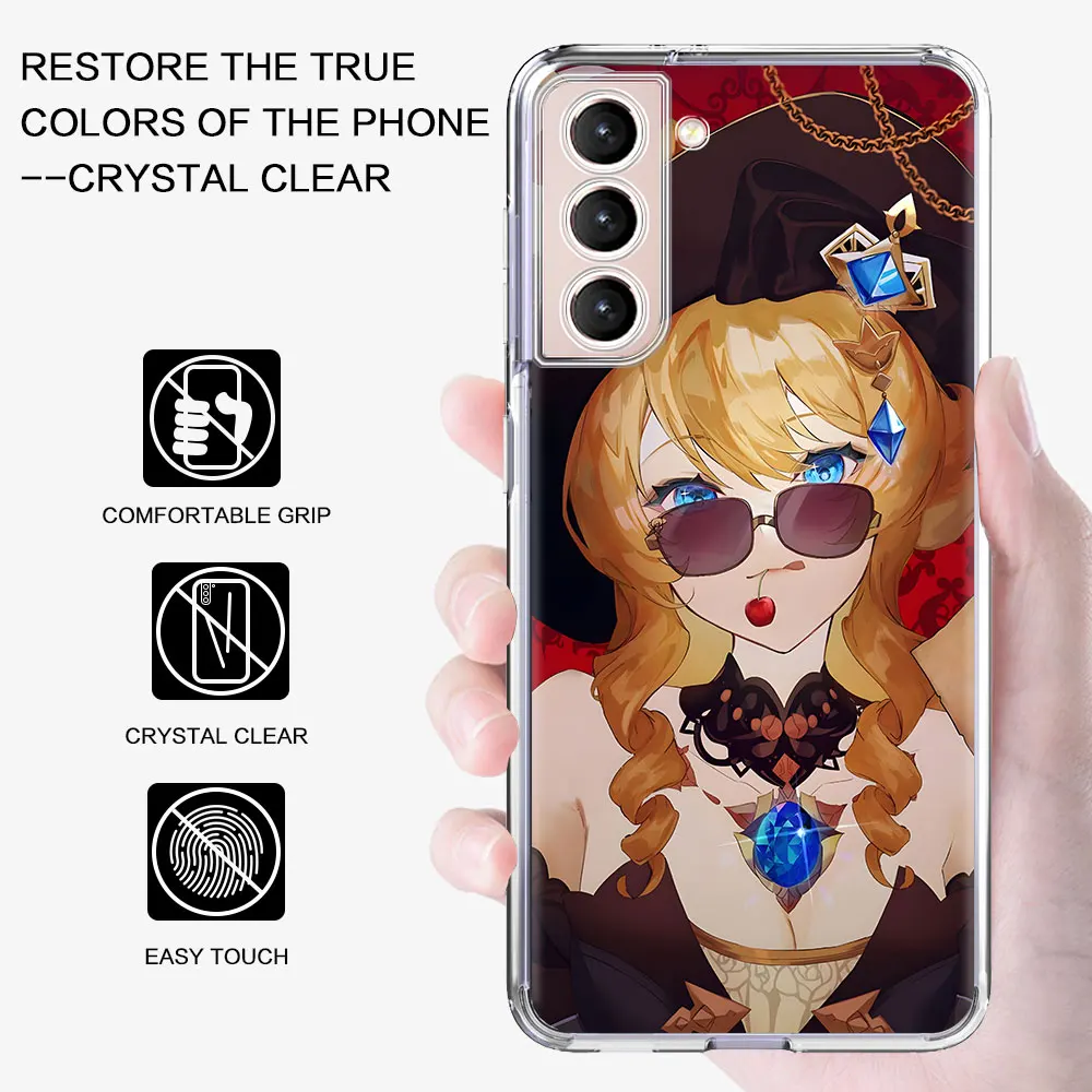 Navia Genshin Impact Case for Samsung Galaxy S23 S22 S24 Ultra Phone Cover S20 S21 FE S10e S9 Plus S8 S10 Lite 2020 Clear Soft