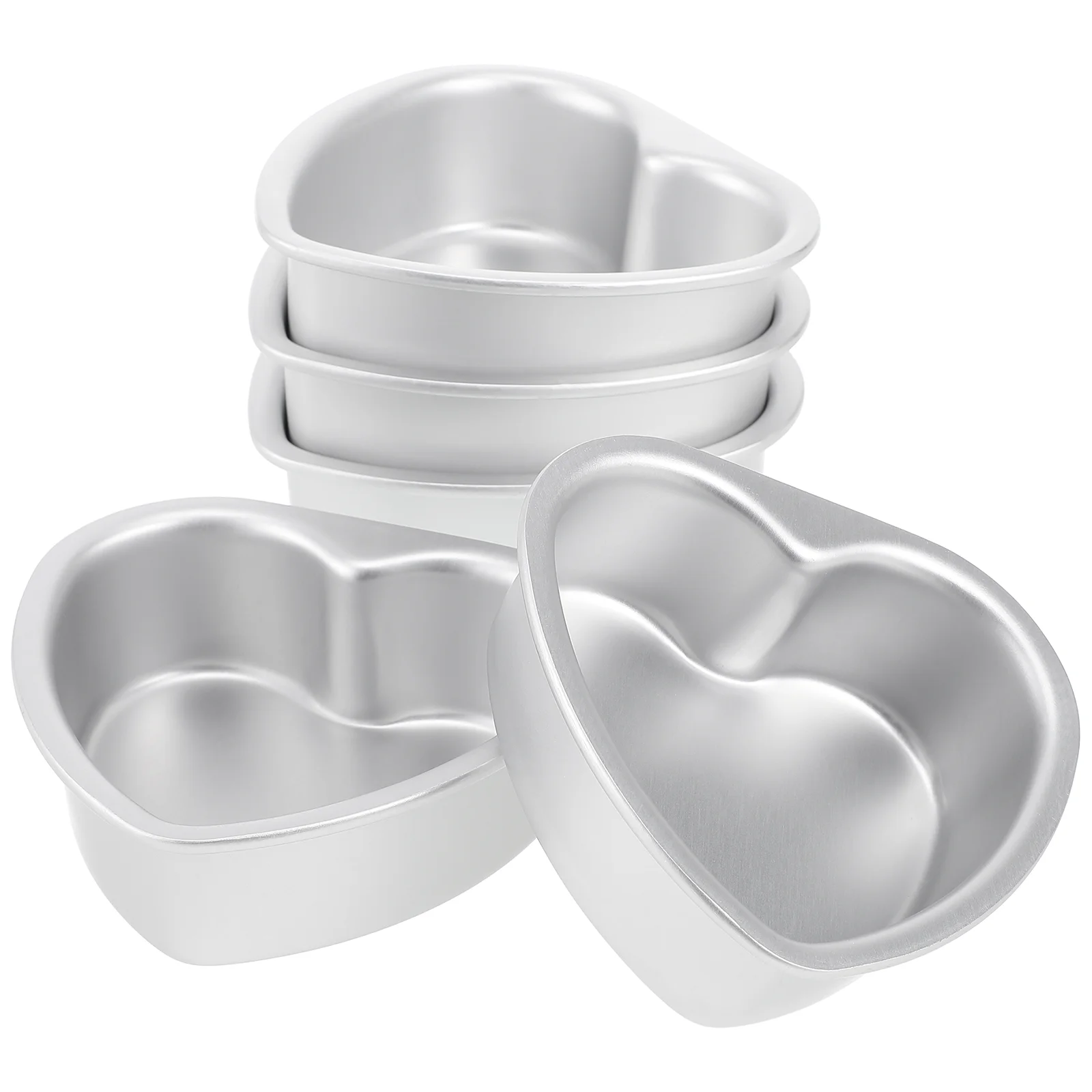 

5 Pcs Heart Cake Mold Pan Set Cupcake Frame Heat Distribution Baking Innovative