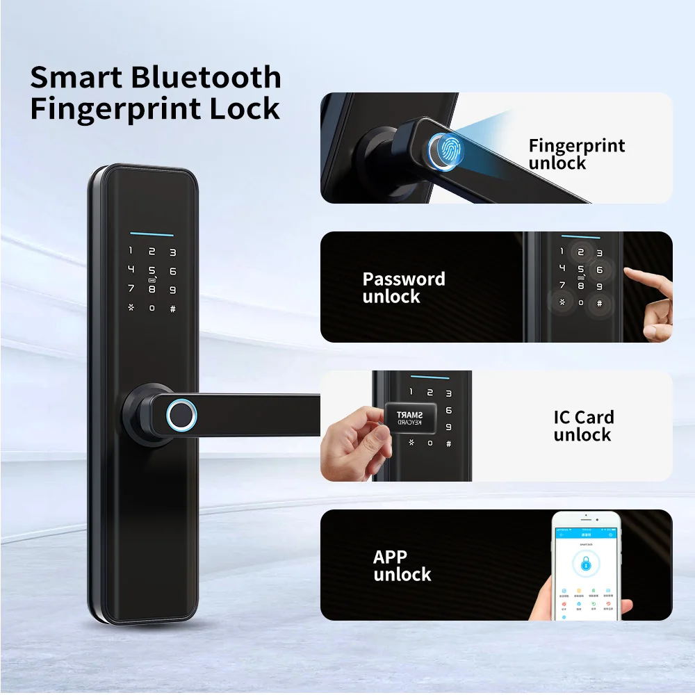 Smart home Tuya WIFI APP Anti Theft Fingerprint Door lock Biometric Digital Handle Electronics Password Card Keyless Management