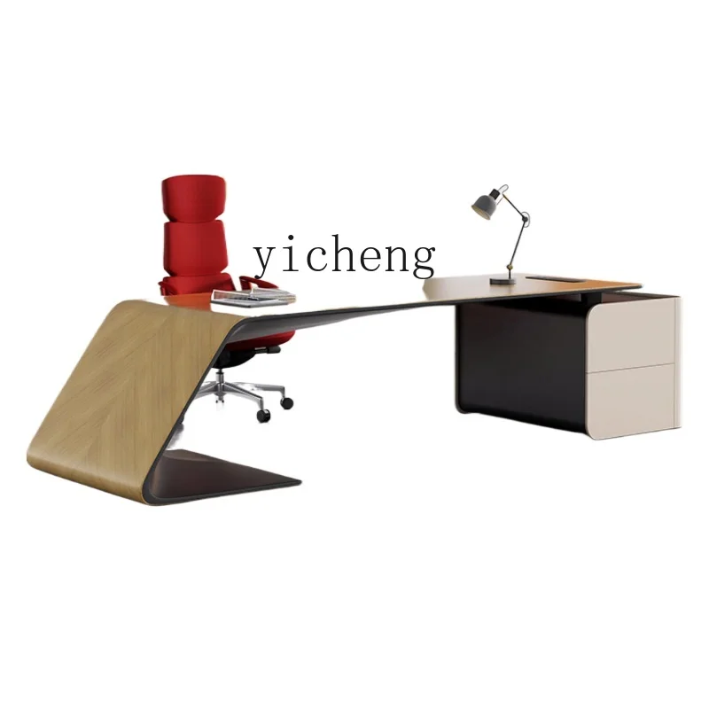 TQH6.17 Boss Table and Chair Assemblage Zone Side Cabinet Light Luxury and Simplicity Modern Executive Manager