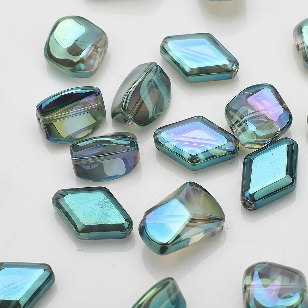 20Pcs Mix Glass Irregular Beads Charm Twist Square Shape Crystal Pendant For DIY Making Craft Metrial Jewelry Necklace Earing