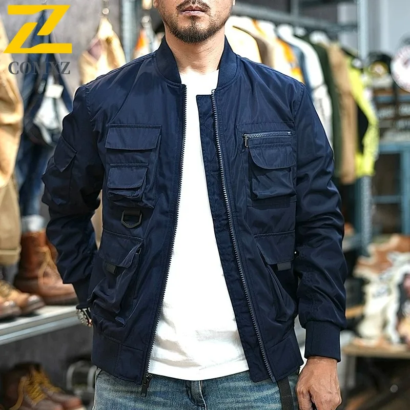 

COMXZ High Quality Chaqueta Multi-Pocket Lightweight Outdoor Travel Work Biker Jacket 2025 Wear Resistant Camping Men'S Jacket