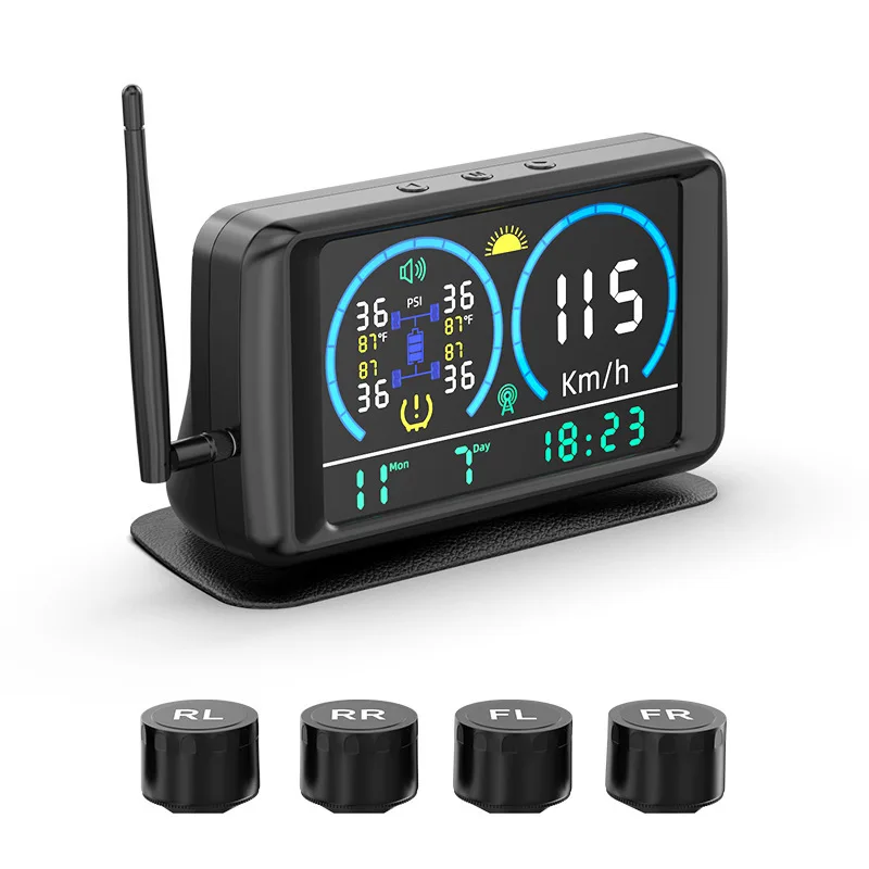 

Large screen tire pressure monitor time temperature intelligent digital display with solar GPS speed positioning system