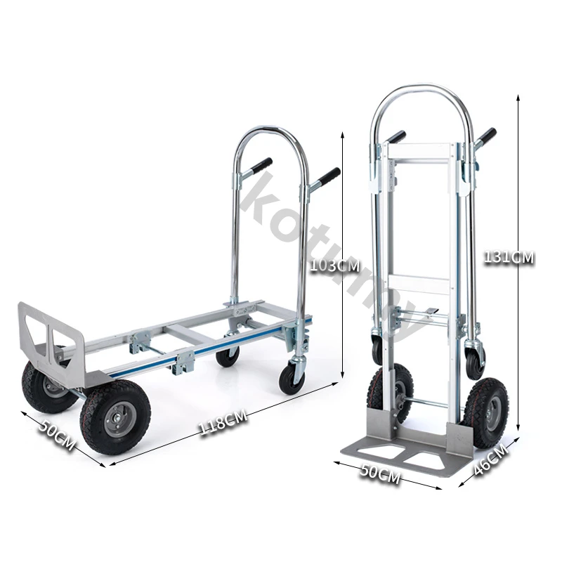 Hand Truck Foldable Dolly Cart Express Logistics Handcart All Aluminum Flat Plate Handling Cargo Cart