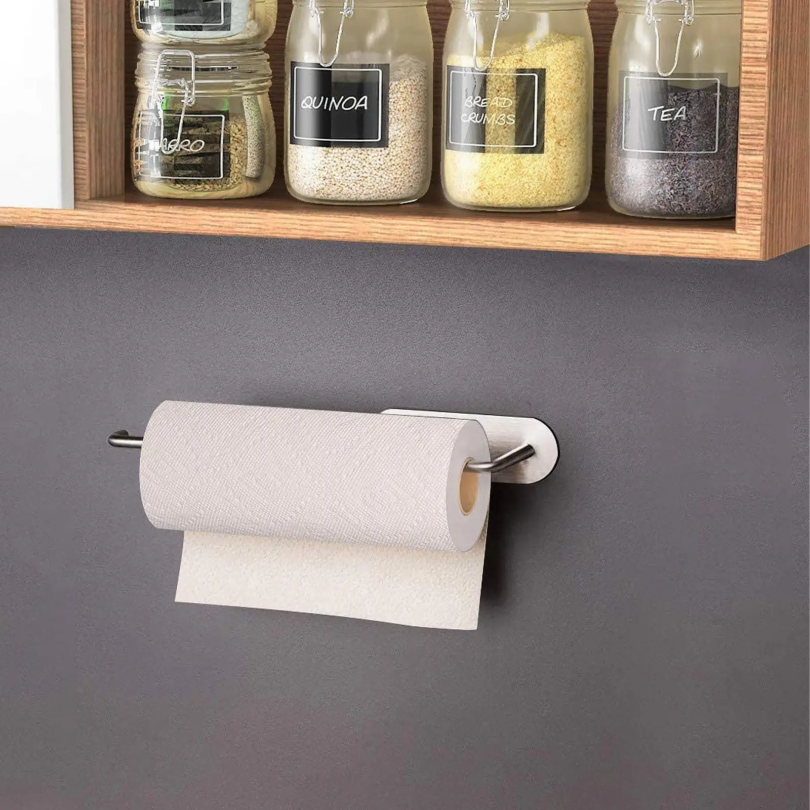 

Punch Free Stainless Steel Roll Tissue Holder Wall Mount Bathroom Paper Shelf Kitchen Paper Storage Rack Organizer