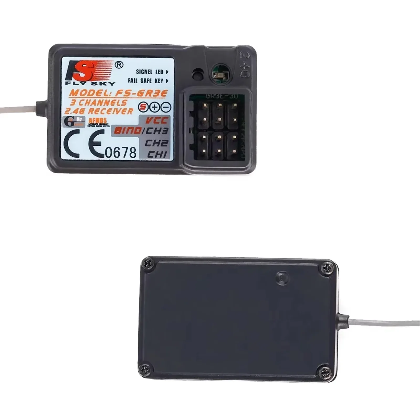 FlySky FS-GR3E 2.4Ghz 3チャンネル防水レシーバー RCカー/ボート用 - FS-GT2/GT3B送信機と互換性あり