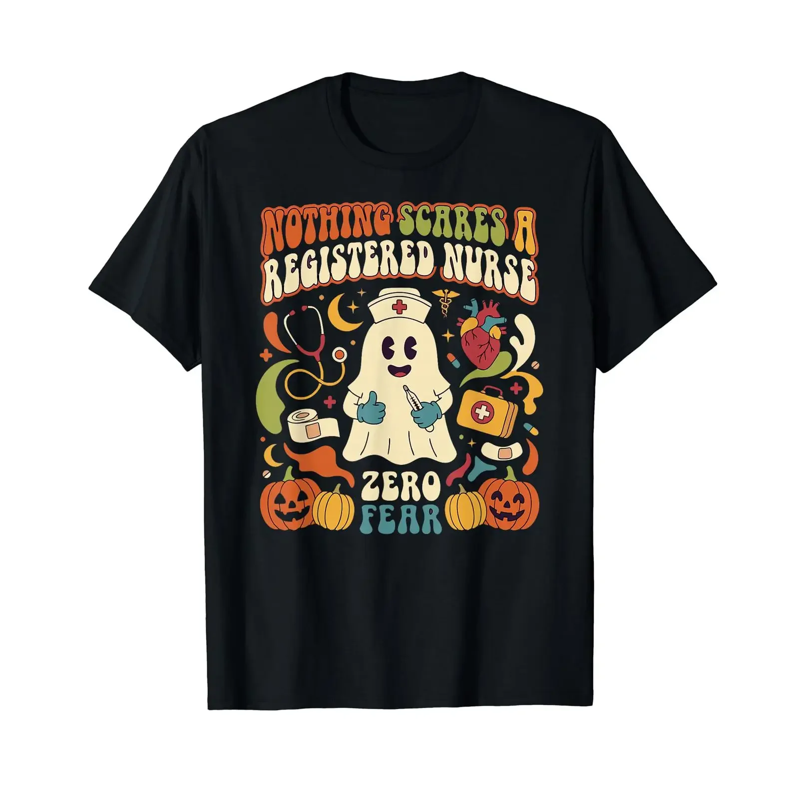 Nichts fürchtet eine Krankenschwester – Halloween, gruseliges Krankenschwester-Team, erschwingliches T-Shirt, Vintage-Look, gewaschenes Oberteil für den Alltag, Herren, weich und bequem.