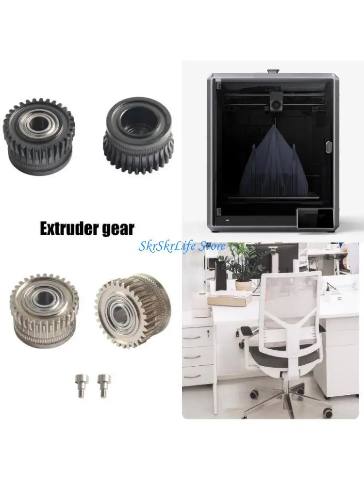 

E65E Metal Extruder Drive Gears for K1 3D Printers Plated Finish