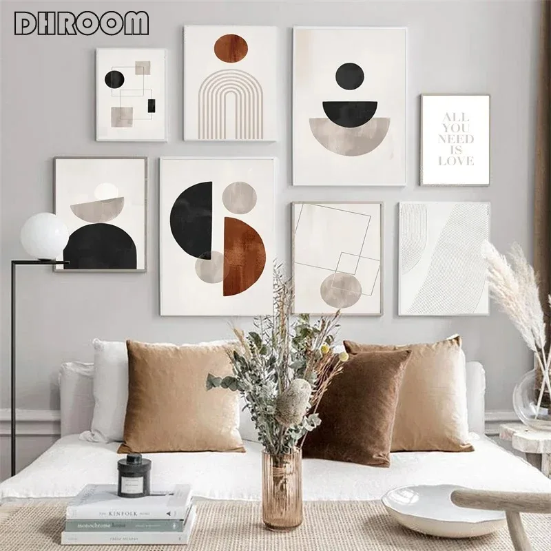 Abstract Wall Paintings Geometric Figures Canvas Painting Graphic Art Poster Print Fashion Vintage Picture Modern Bedroom Decor