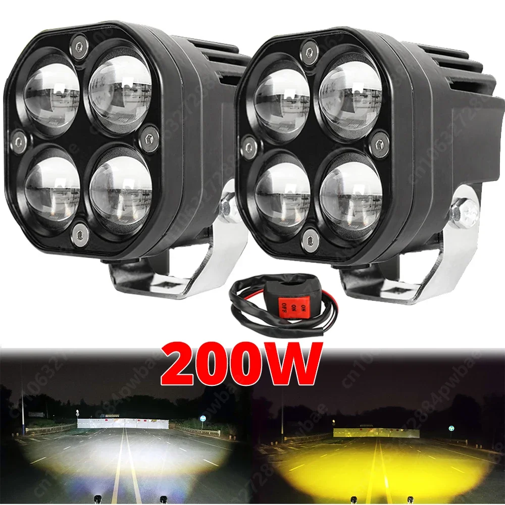 40W LED Spotlights 3 inch Dual Colo White+Yellow Fog Lamp H/L Beam ATV Car Motorcycle Truck Driving Running Lights