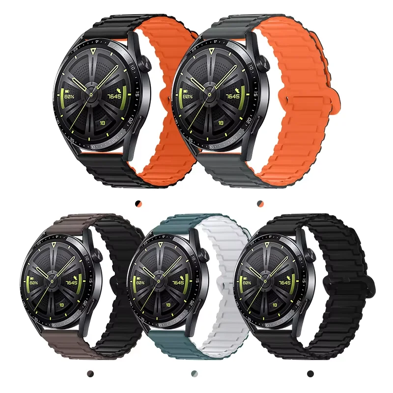 Pulseira de laço magnético de silicone para huawei watch gt 3 pro pulseira para relógio inteligente 20mm 22mm