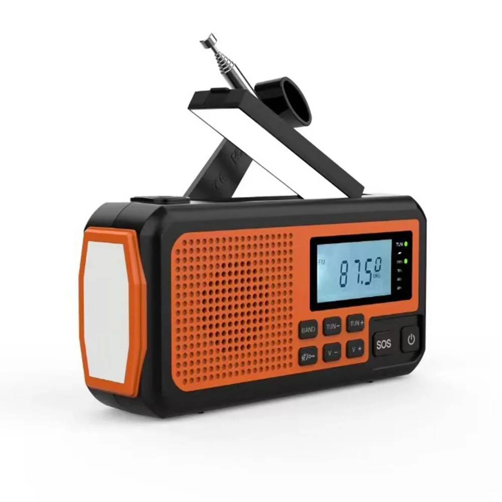 

Portable FM AM Radio Emergency Radio Solor Hand Crank Radio Rechargeable Flashlight Reading Lamp SOS Alarm Power Bank Speaker