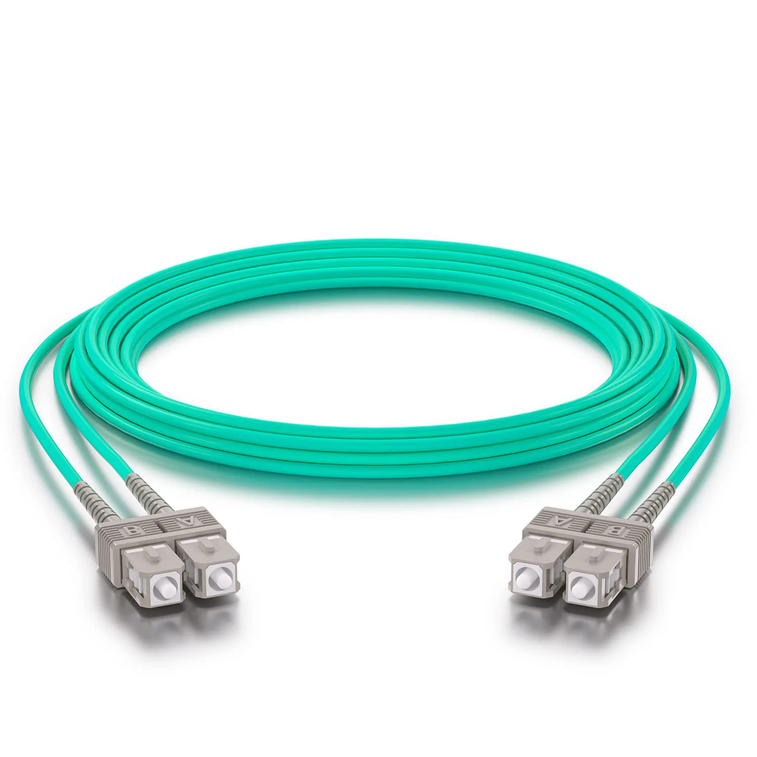 SC to SC OM3 Fiber Patch Cable 10Gb/Gigabit Multi-Mode Jumper Duplex 50/125μm LSZH Fiber Optic Cord for SFP Transceiver, Aqua