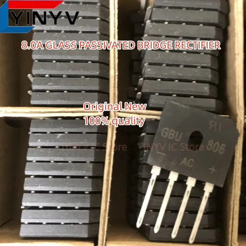 20Pcs GBU8005 GBU801 GBU802 GBU804 GBU806 GBU808 GBU810 DIP-4 8.0A GLASS PASSIVATED BRIDGE RECTIFIER 100% New original