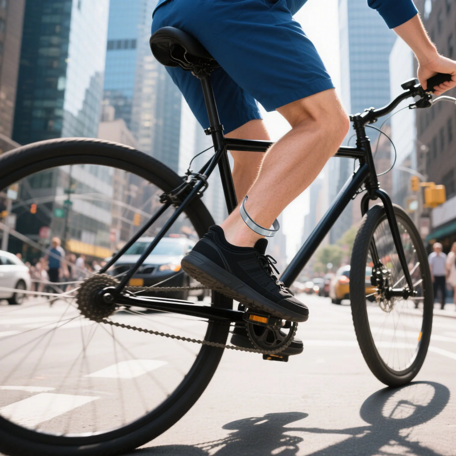 4 قطع من سروال ركوب الدراجات مع شرائط عاكسة، شريط تثبيت آمن للساق لركوب الدراجات على الطرق الجبلية، خفيف الوزن ومريح #5