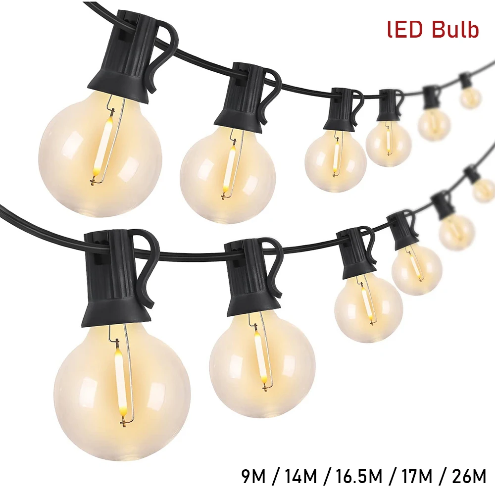 festoon led globo luz da corda fada led g40 ao ar livre para festa de natal jardim decorativo guirlanda lampada rua patio quintal 01