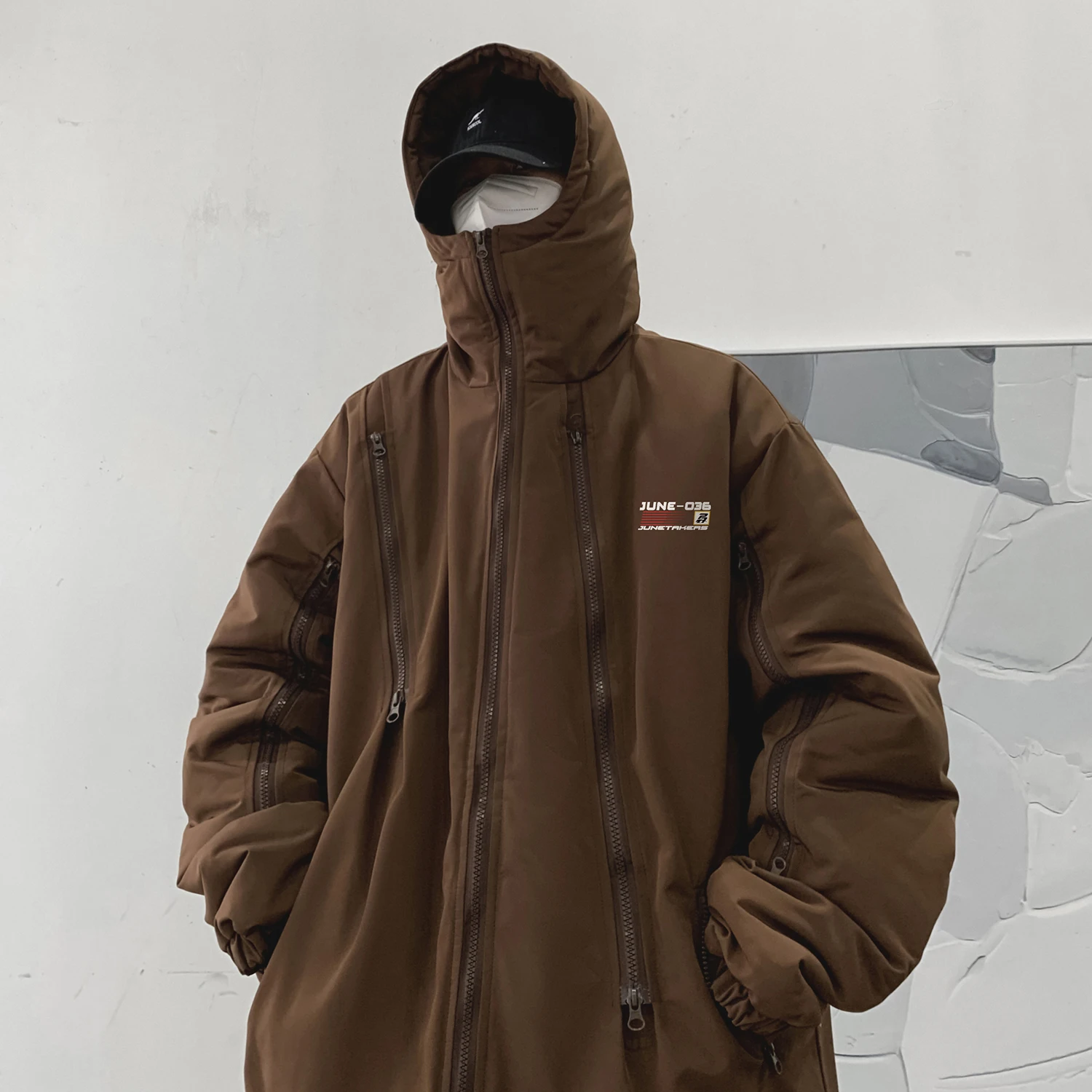 

Thiened Cotton Jaet for Men Winter Warm Hooded Zipper Closure Casual Sle American Trendy Brand Couple's Fce Coat