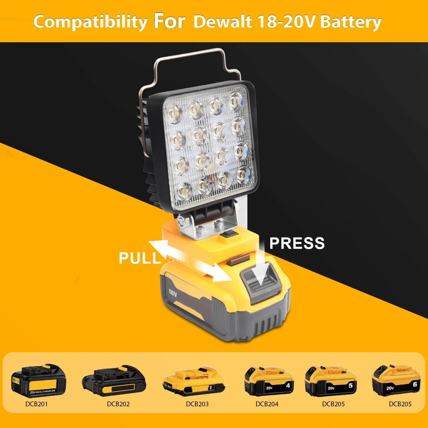 NEW With USB Type-C LED Camping Work Light For Dewalt 18V 20V Batteries Cordless Flood LED Light Lamp for Workshop Emergencies