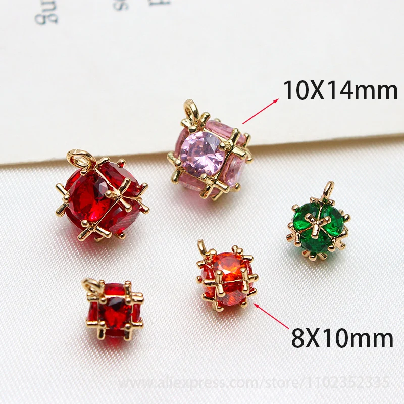 10 قطعة/المجموعة المألوف النحاس مطعمة الزركون مكعب يانغمي الكرة قلادة صغيرة DIY الأقراط قلادة صنع الملحقات #5