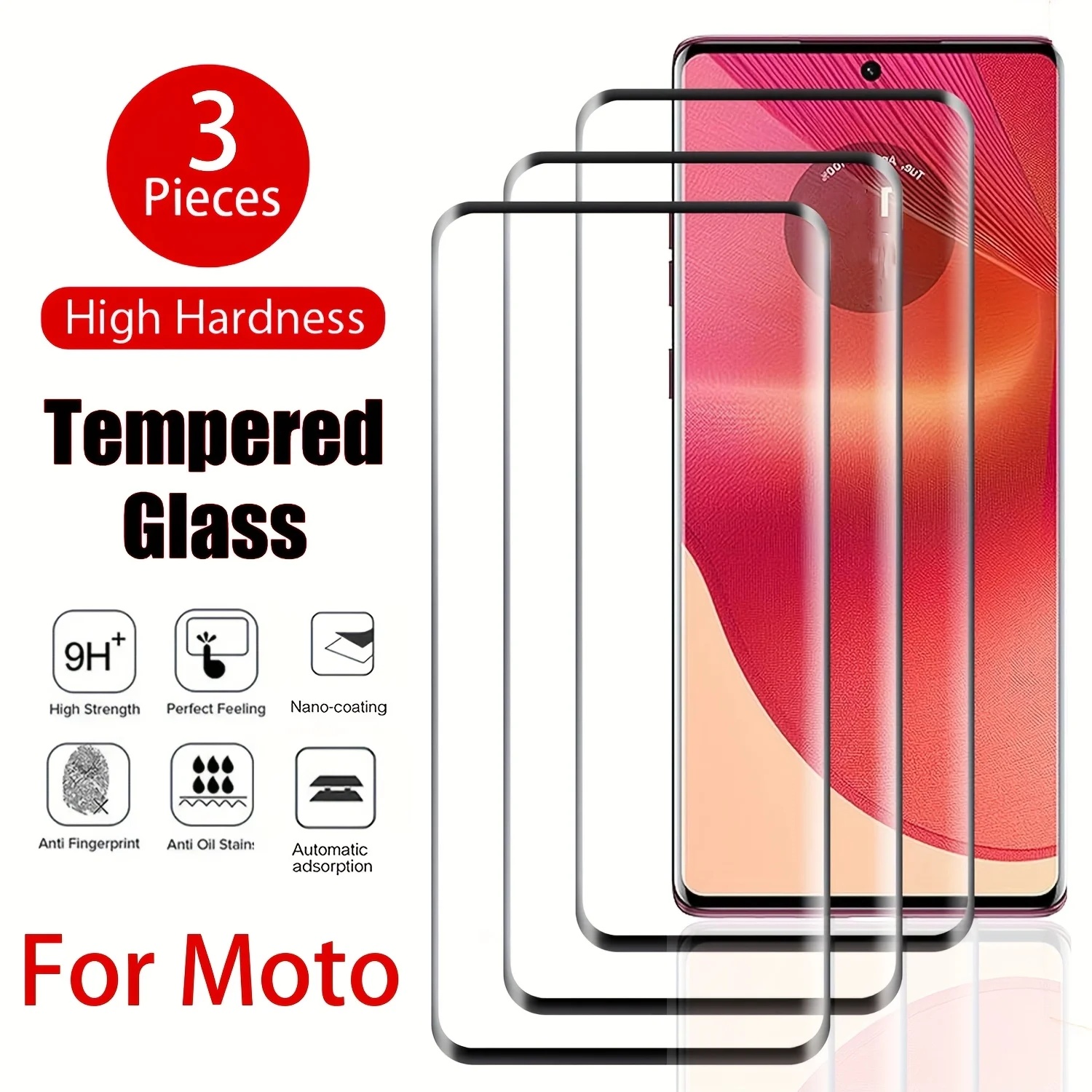 

3Pcs for MOTOROLA Edge 60/50/40/30Series Tempered Glass Screen Protector - 99.9% HD Clarity,Anti-Scratch,Edge-to-Edge Protection