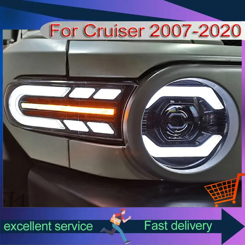 

Car Headlight For Toyota FJ Cruiser 2007-2020 Modification Front Lamps Lens DRL Streaming Turn Signal Light Automobile Accessory