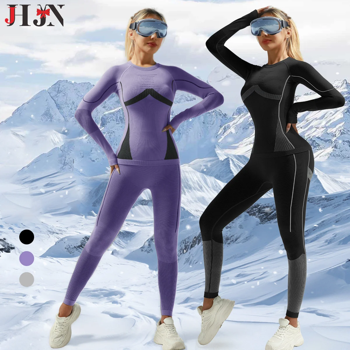 Autumn And Winter Hygroscopic And Sweat Releasing Ski Suit Seamless Training Warm Skiing Quick Drying Lingerie Set Fitness Sport