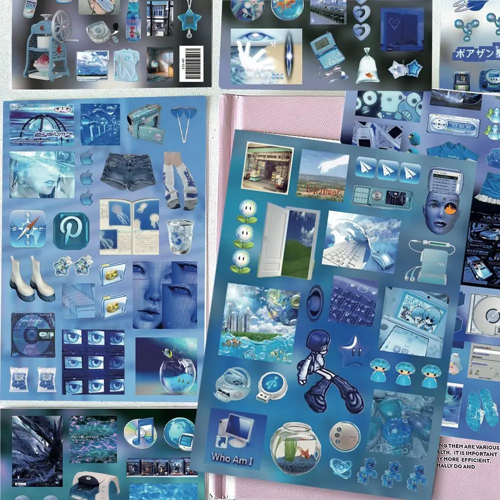 8 sheet Retro Electronic Frutiger Aero Y2K Webcore Dreamcore Waterproof Die-cut Sticker DIY Phone Case Scrapbooking Collages