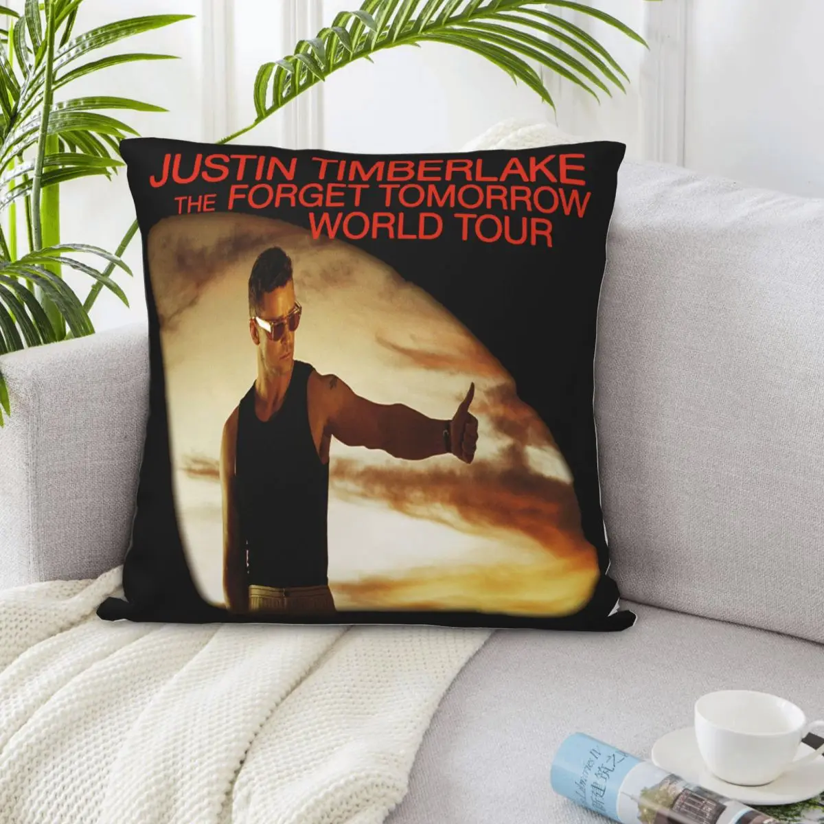 Juste de coussin avec motif anime "Forget Tomorrow World Tour Justin 1", taie d'oreiller