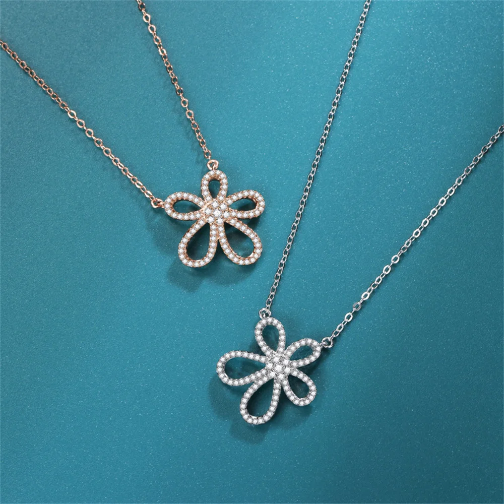 

Flower Pendant Collar Women - Korean 925, Simple Diamond Unique Stylish Necklace