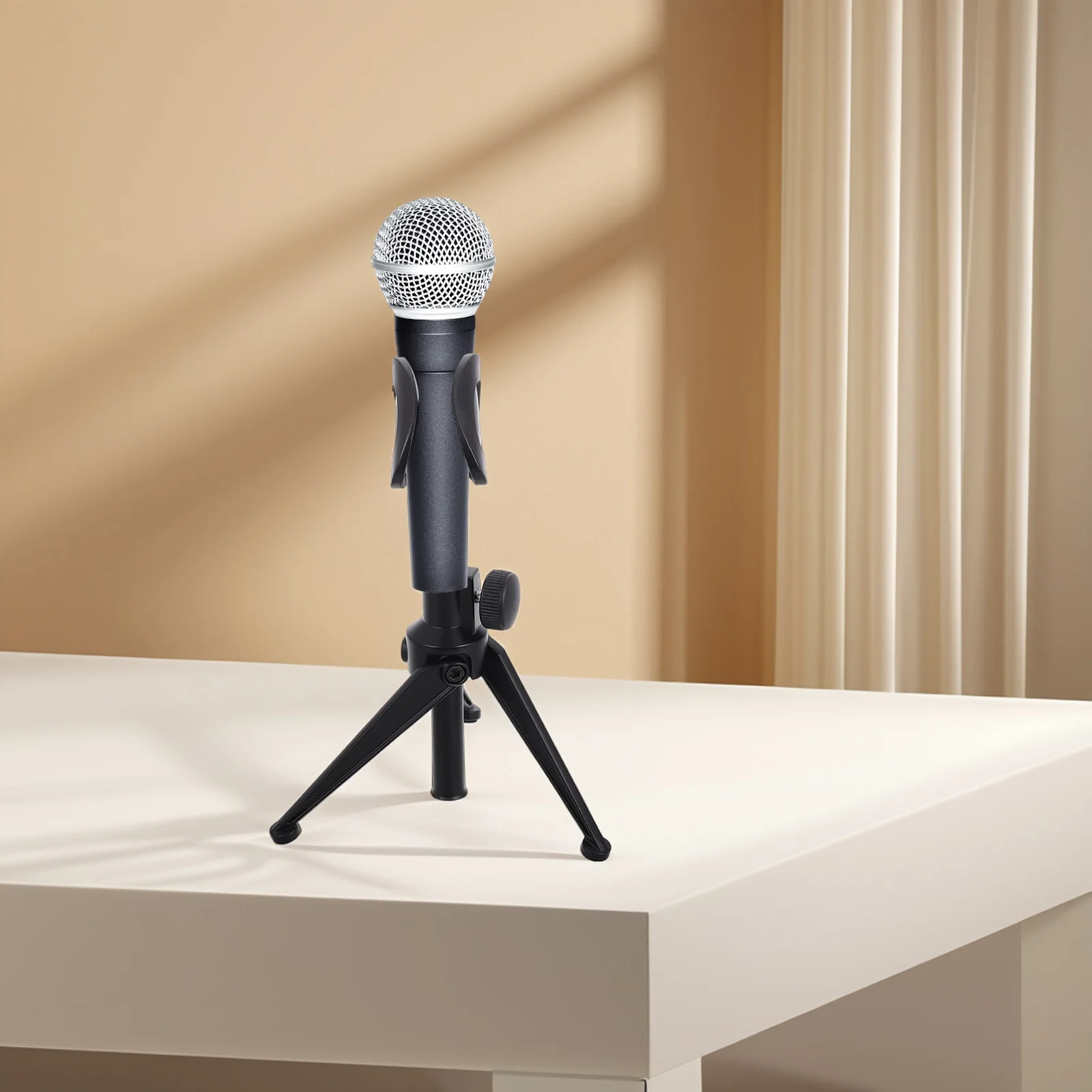 

Adjustable Desk Mic Stand Foldable Microphone Tripod Portable Holder For Desktop Live Streaming Podcasting Recording Universal