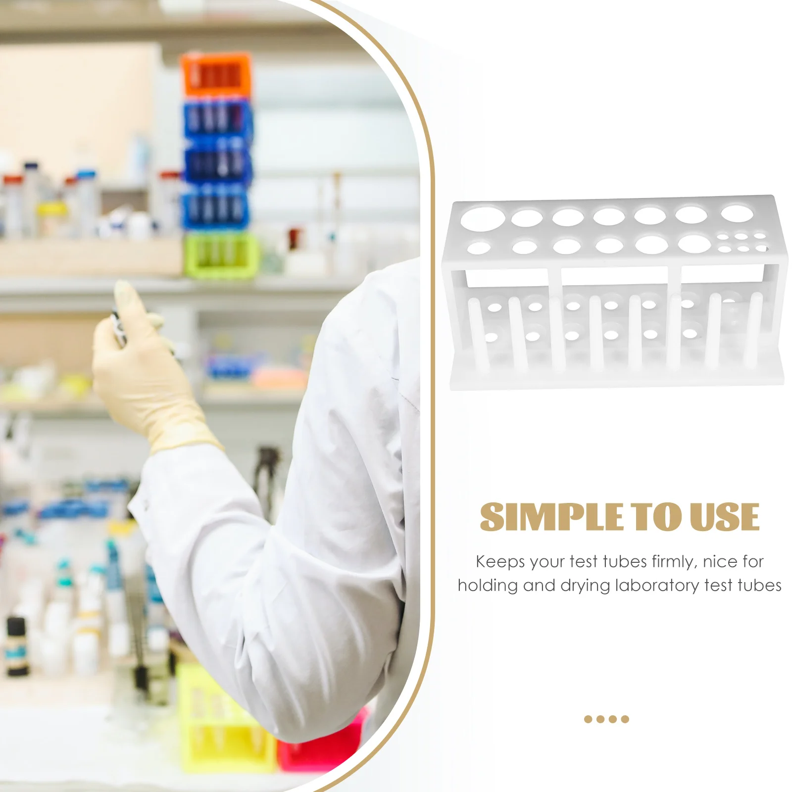 

Test Tube 8 Columns 19 Holes White Plastic Lab Drying Stand Holder Test Tubes Tube Holder Container
