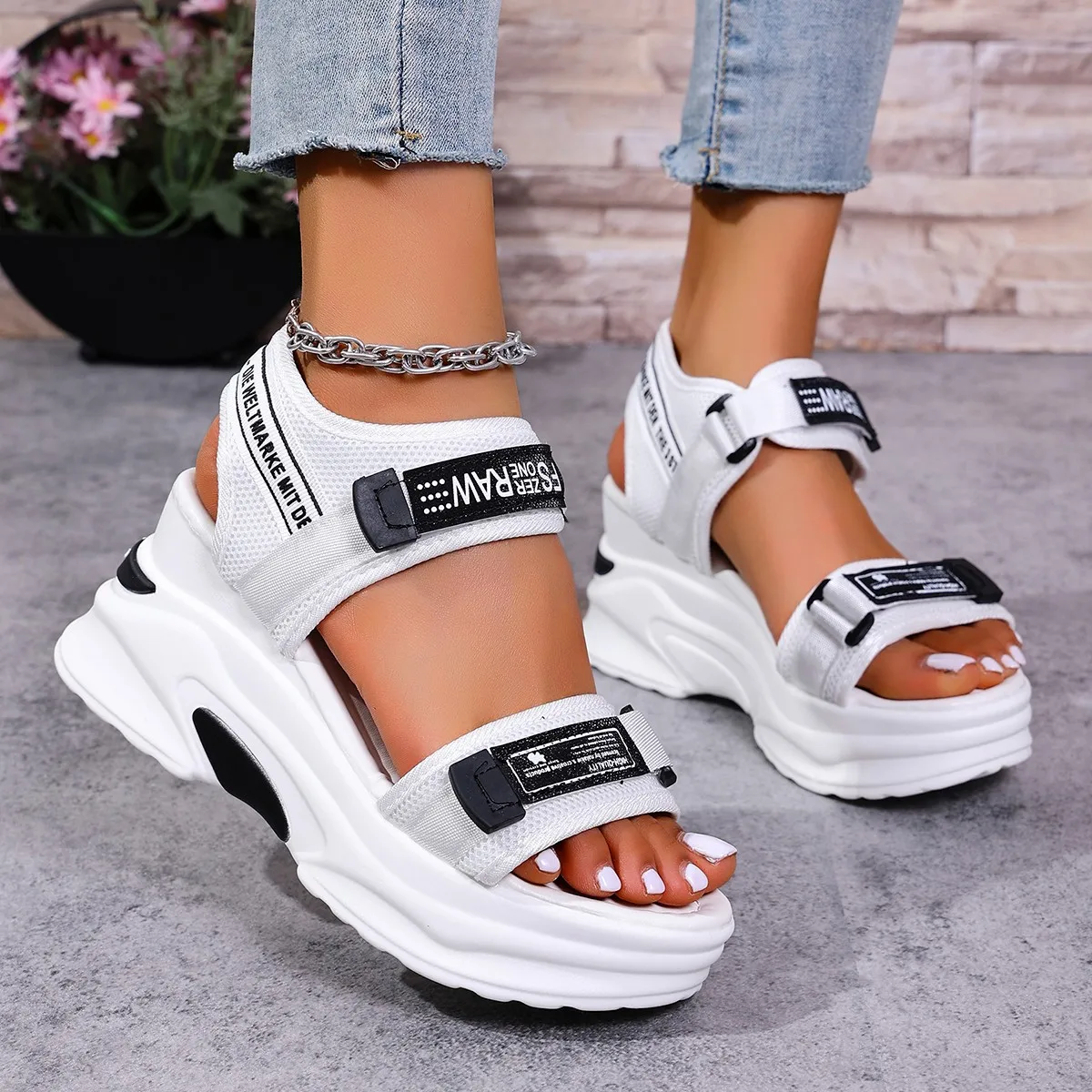 Women Platform Wedge Sandals Summer Fashion New Comfortable Shoes for Women Light Casual Velcro Beach Sandals Zapatos De Mujer image 2