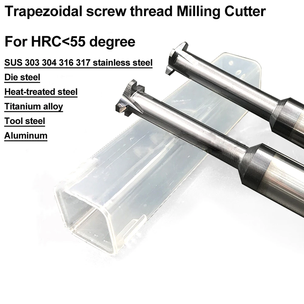 Solid Carbide Trapezoidal Thread Milling Cutter TR8 TR10 TR12 TR14 TR16 TR18 TR20 single Pitch Thread Mills Cutters TR8X2 TR16X4