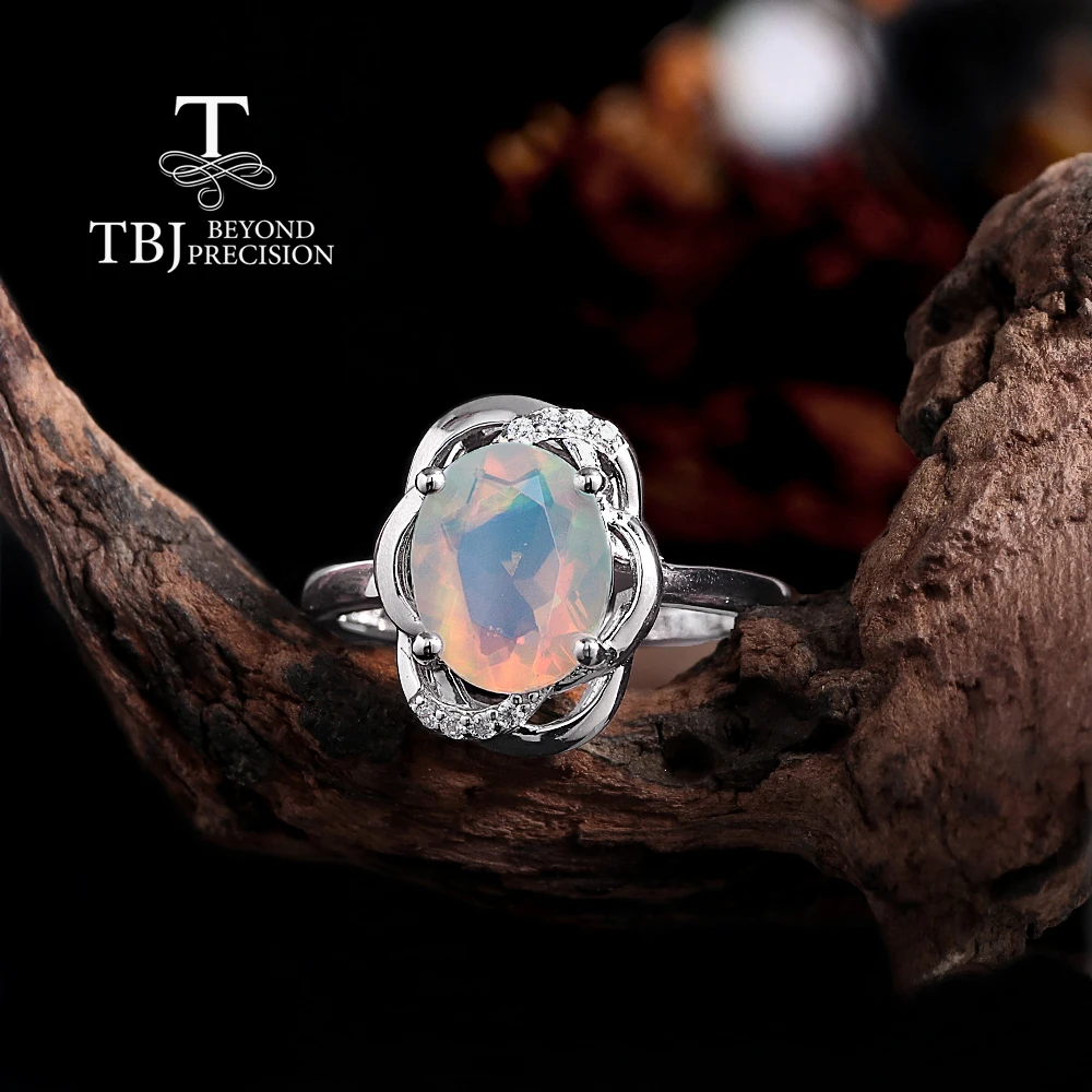 

Элегантное женское кольцо из натурального овального серебра 8*10 мм с опалом, разноцветные октябрьские камни, ювелирные изделия из стерлингового серебра 925 пробы для подарков на помолвку