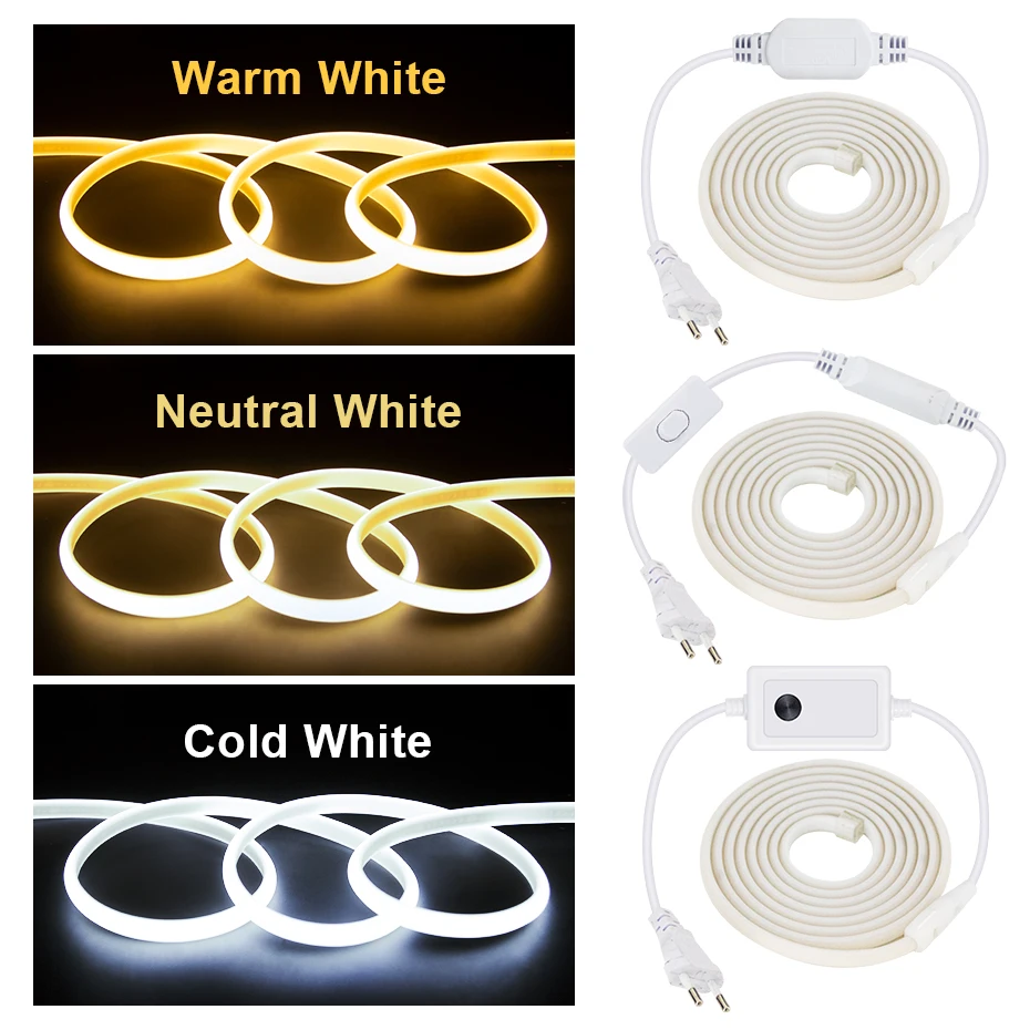 220V COB Neon LED listwa oświetleniowa 288LEDs/m 20m 50m wodoodporna lampa ogrodowa taśma Led wstążkowa wtyczka ue do pokoju