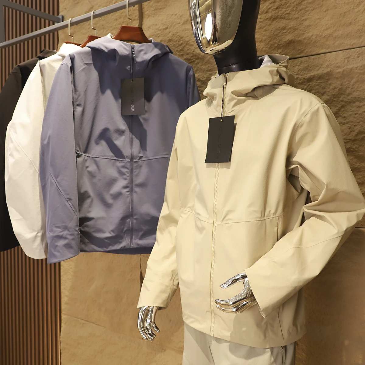 

Мужское уличное водонепроницаемое пальто Jaet с капюшоном Full Pr Glue Hard ell Coat Youth Faion Ci Sle Long Sve Stand Fit