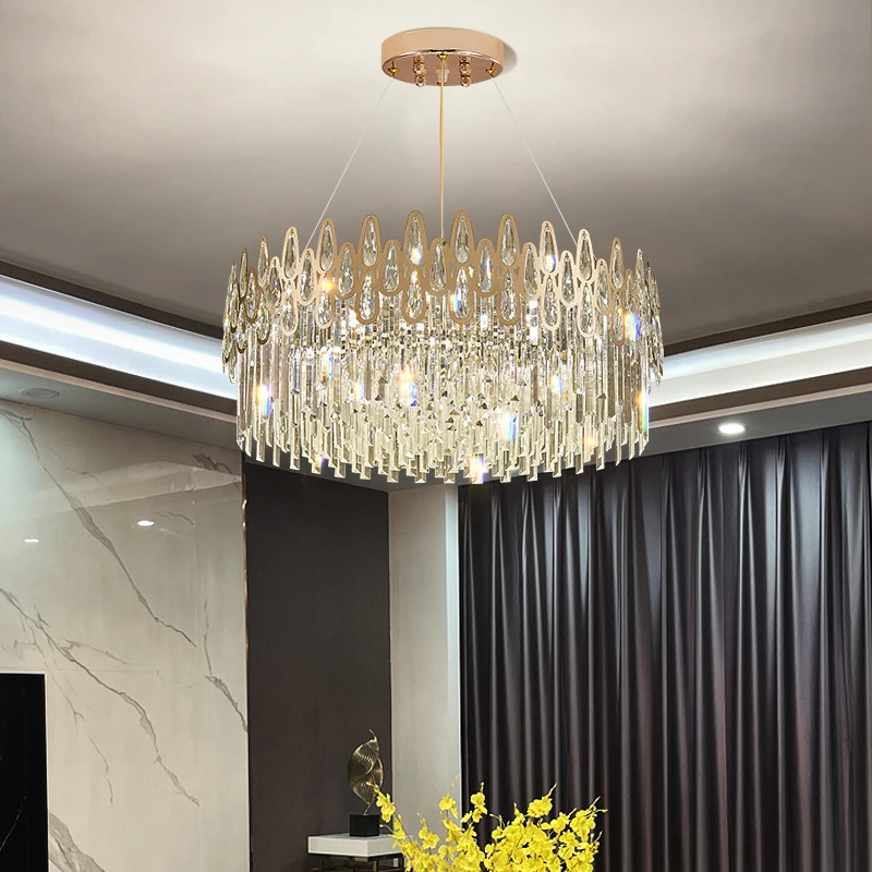 

2024 Ltalian Light Luxury Water Drop Modeling Art Living Room Crystal Chandelier Personality Creative Dining Room Bedroom Lamp