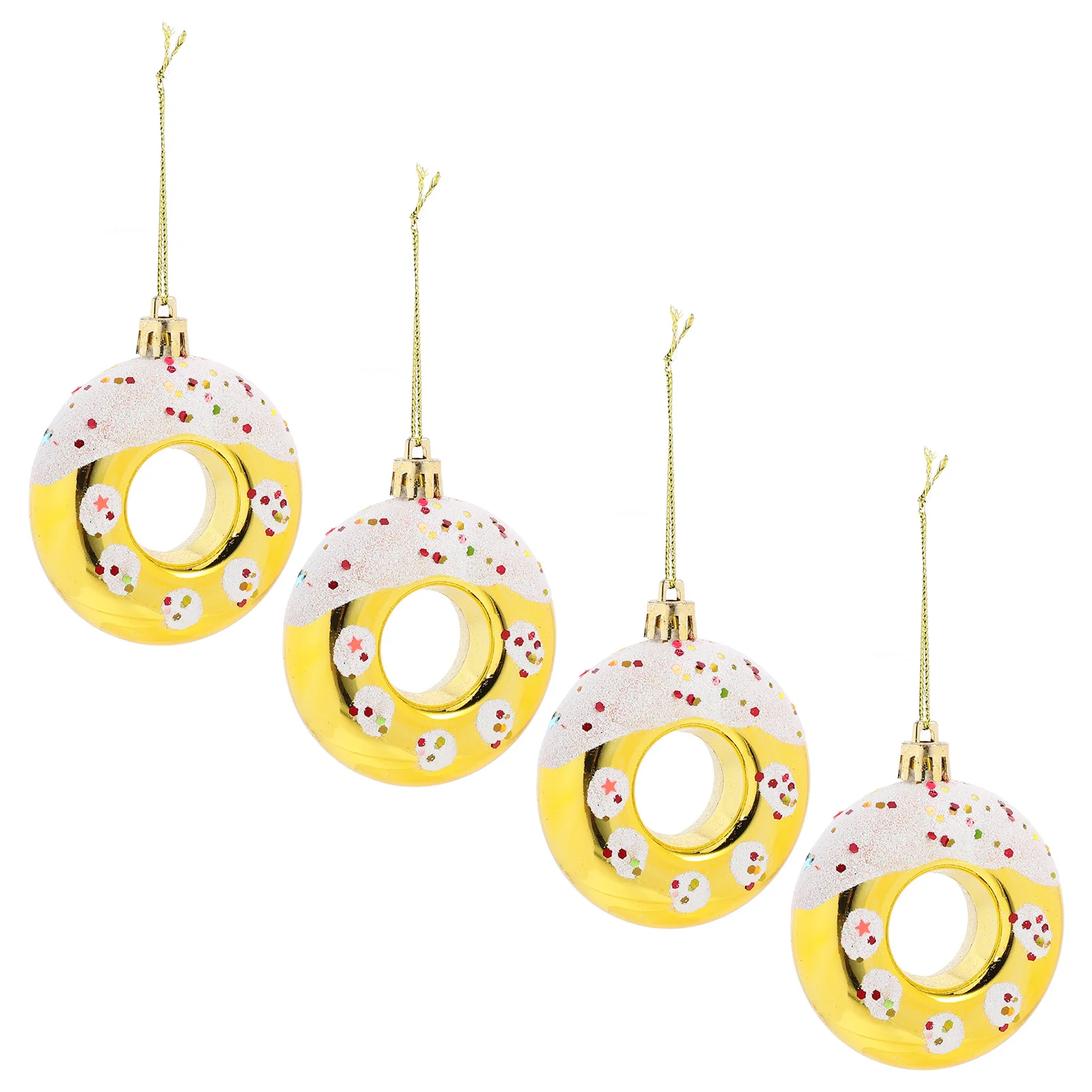 

4Pcs Doughnut Candy Bread Ring Christmas Ball Ornaments Hanging Decorative Donut Pendant Xmas Tree Party Supplies