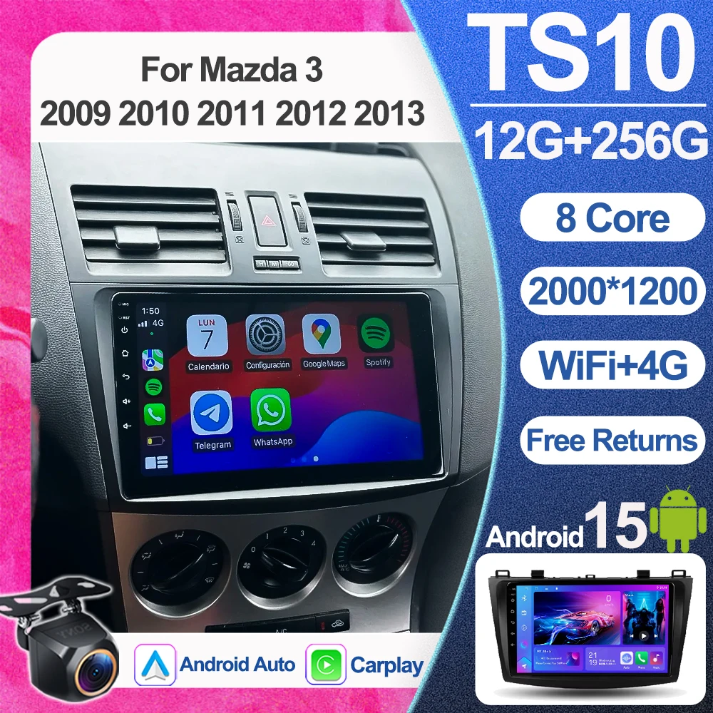 Android 15 Car Radio For Mazda 3 2009 2010 2011 2012 2013 Bluetooth GPS Multimedia Video Player Navigation WIFI No 2din DVD 4G