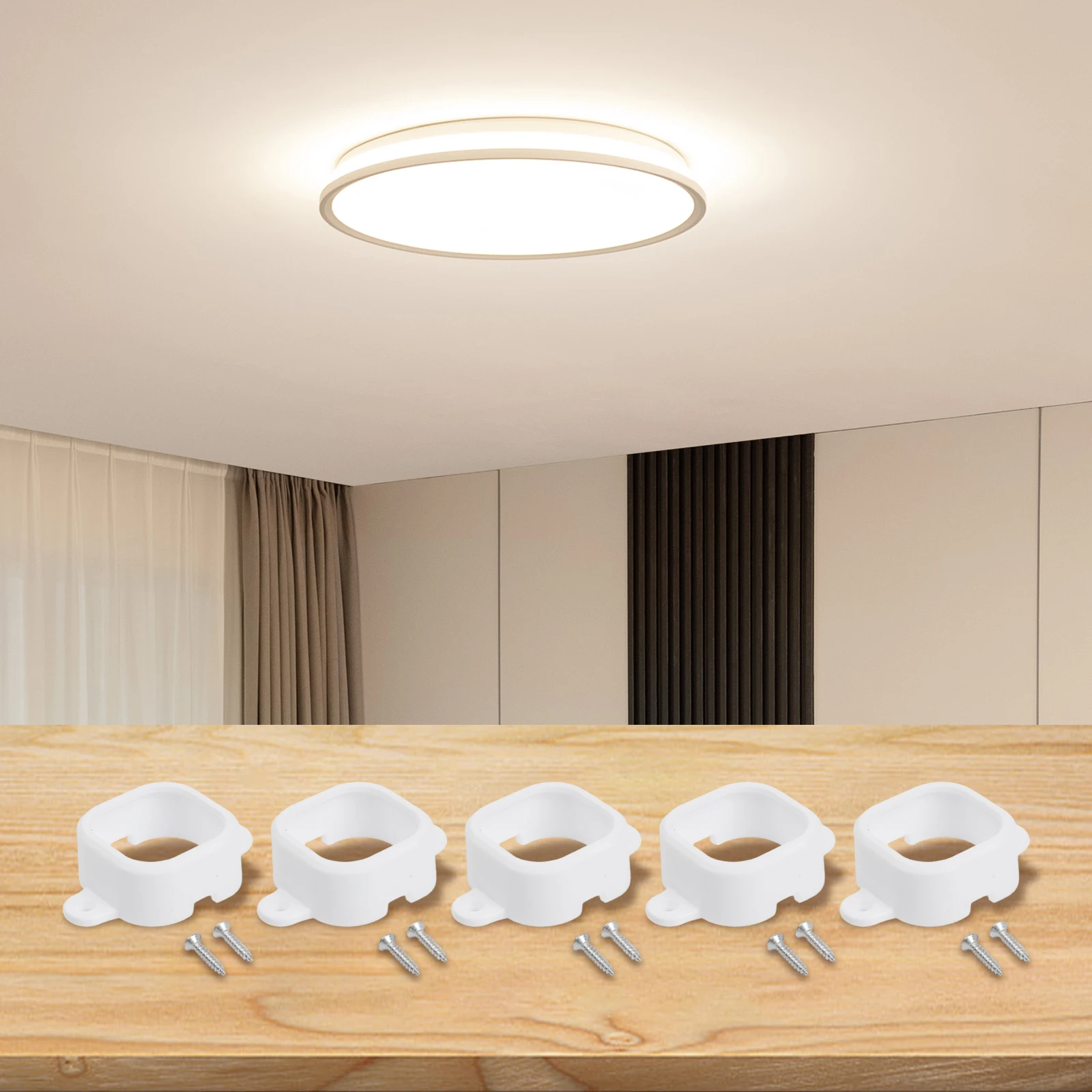 30 60 90Pcs White Light Clips For Outdoor Lights H706 Plastic Fasteners Secure Holder Rain Wind Garden Lamp Parts