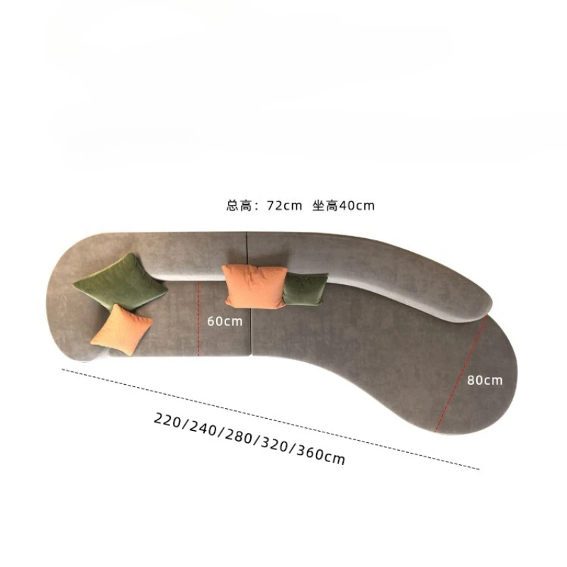 

Internet celebrity Italian curved sofa, living room small apartment fabric sofa, hairdresser lounge reception creative sofa