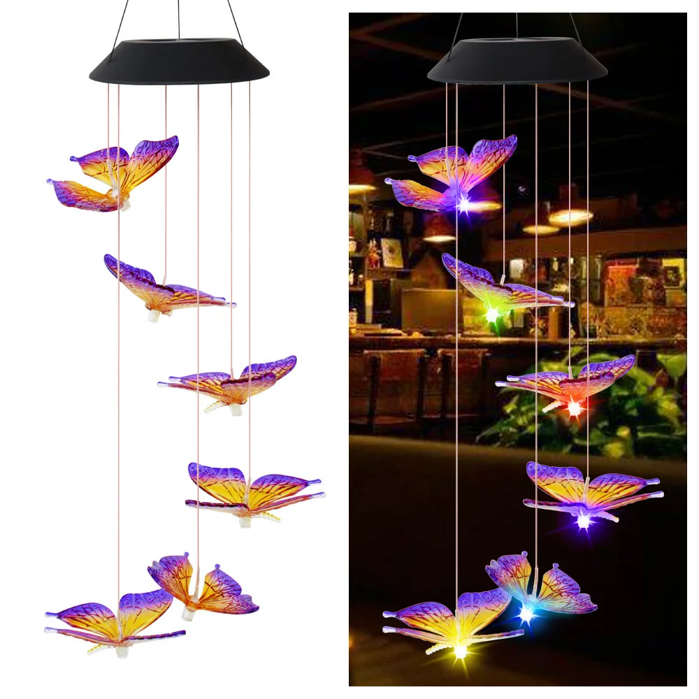 Garden Decoration Wind Chime Lamp Solar Energy Powered Color-changing Outdoor Garden Street Solar Panel Light Landscape