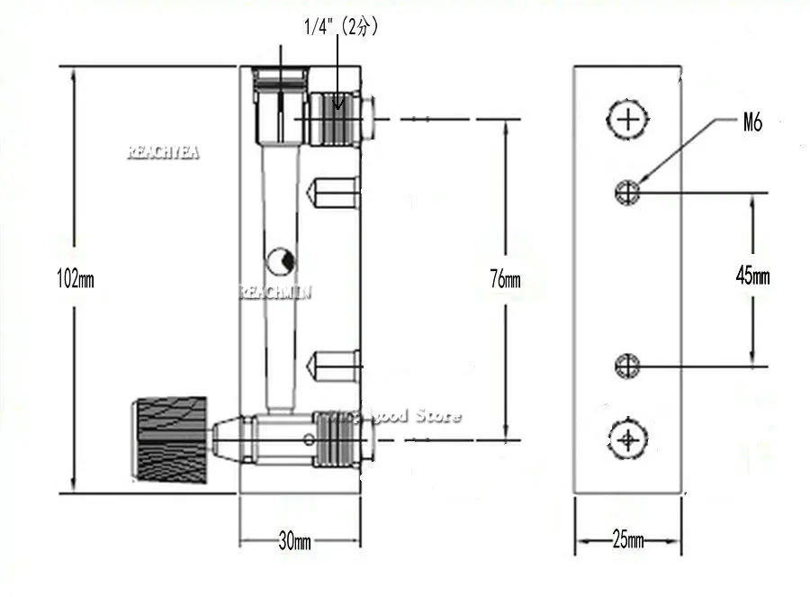 

1-10 2-20 3-30 4-40 5-50 6-60 LPH LZM-6T Water Flowmeter Rotameter With Control Valve 8mm PU Tube Push In