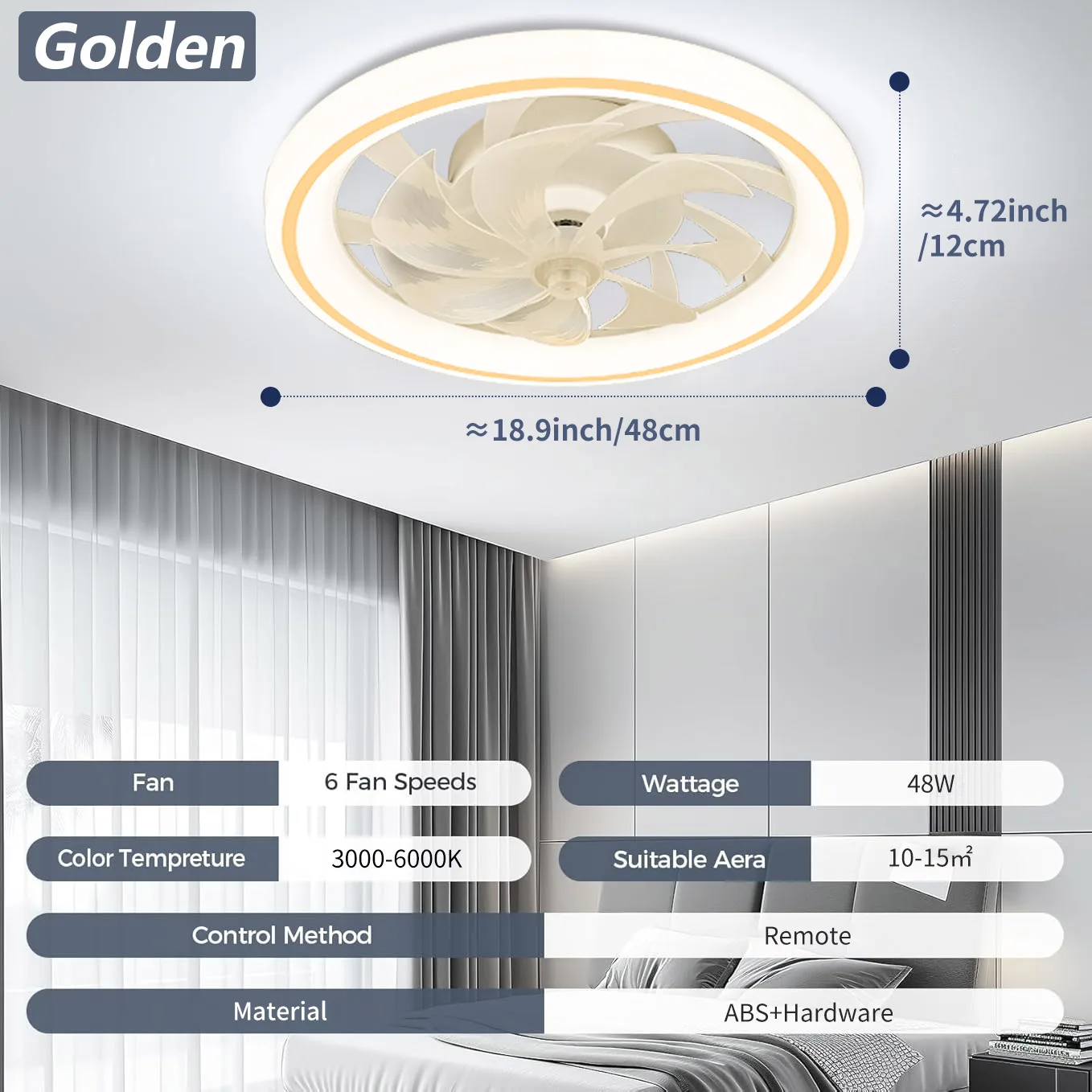 Moderne dunne plafondventilatorlamp, witte stille plafondventilator, afstandsbediening, onbeperkt dimmen, 6 windenergie, slaapkamer woonkamer