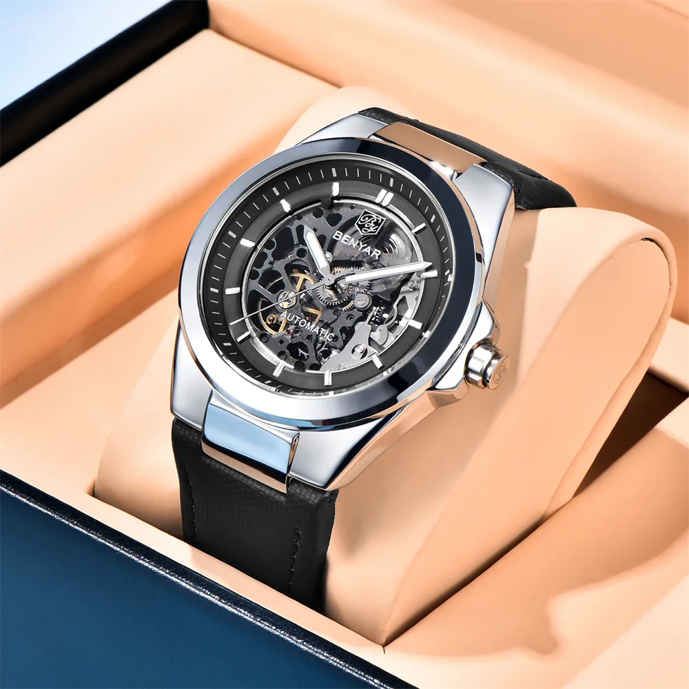 Relojes BENYAR para hombre 2025, relojes de pulsera mecánicos de lujo de marca superior para hombre, reloj automático para hombre, regalos de moda deportiva impermeables