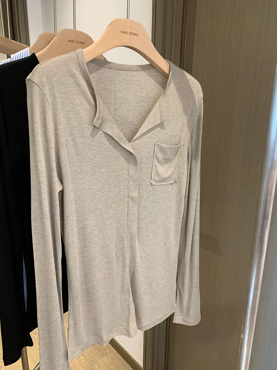 

Женская футболка Dakai из высококачественного шелка и лиоцелла с V-образным вырезом и длинным рукавом: мягкая, удобная, универсальная, для повседневной носки и летнего гардероба