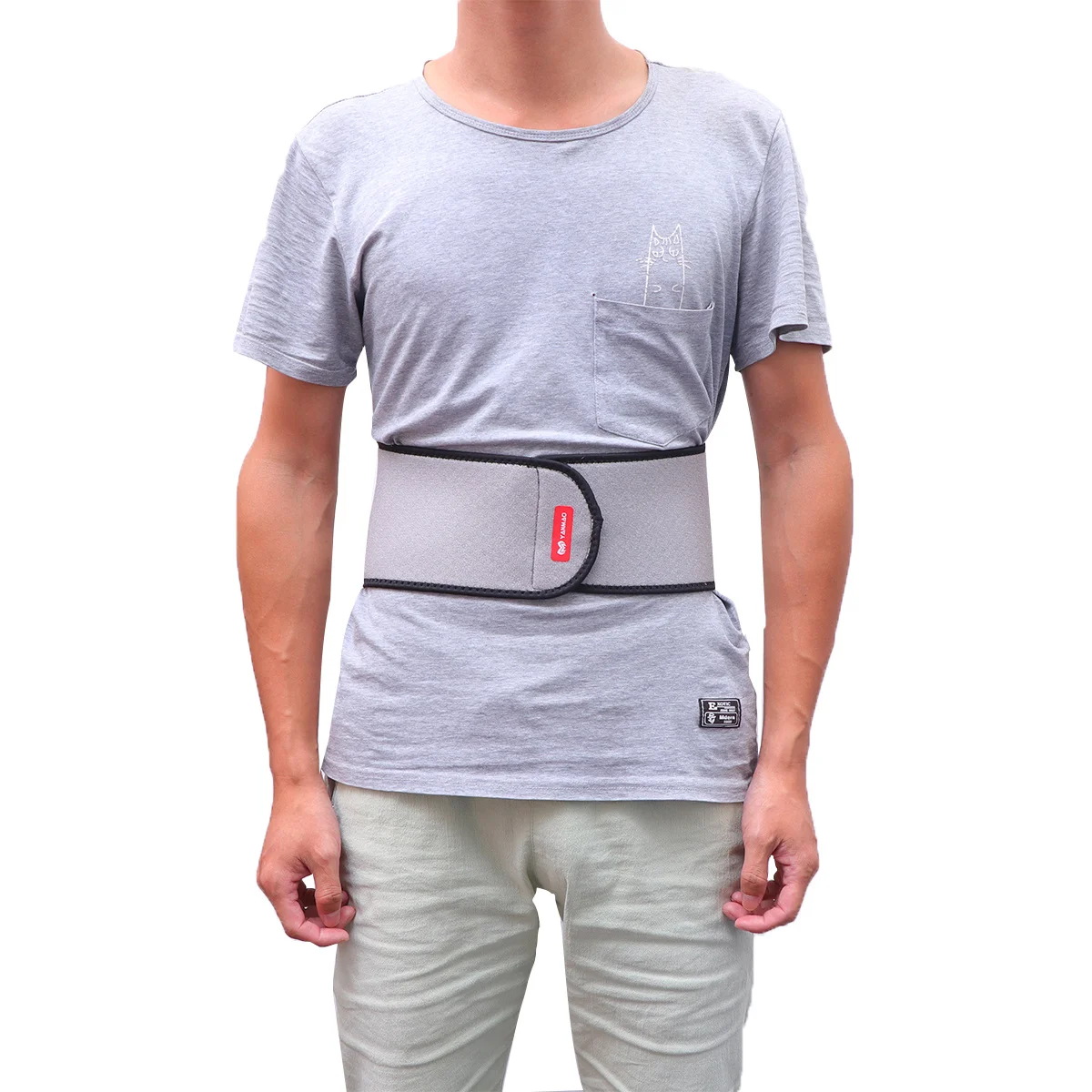 

Waist Support Belt Grey Elastic Breathable Back Brace Lumbar Support for Sports Pain Relief and Protection