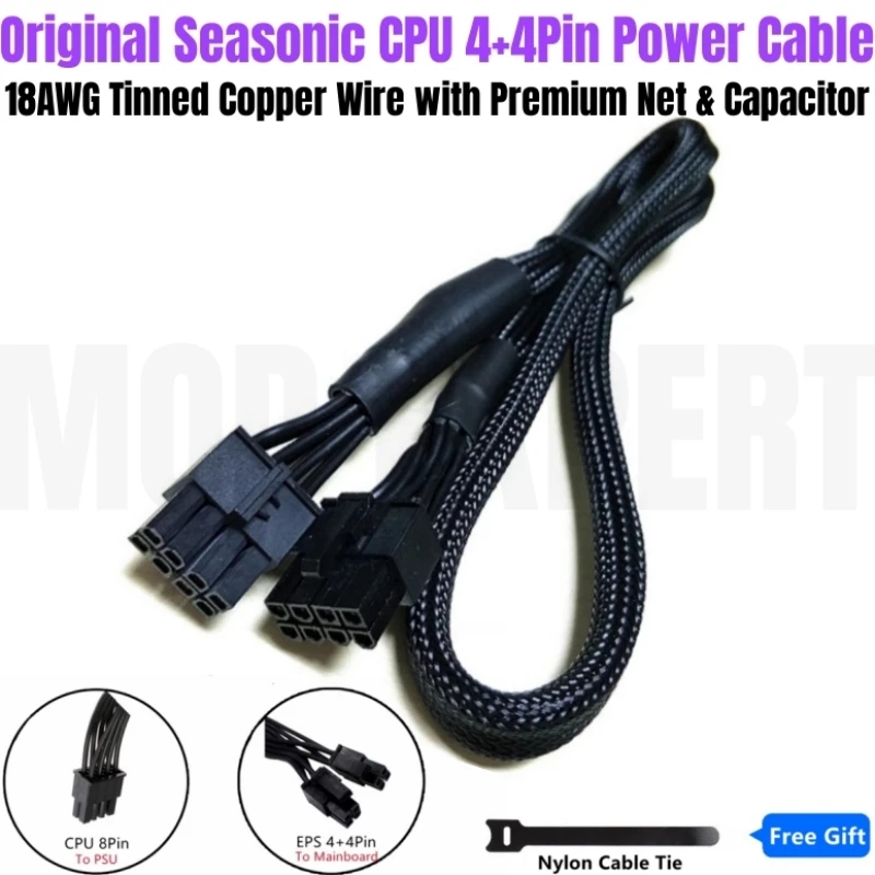 

Original Seasonic G Series CPU Modular Power Cable PSU 8Pin to 4+4Pin Sleeved 18AWG 70CM for G-750, G-650, G-6550, G-450, G-360