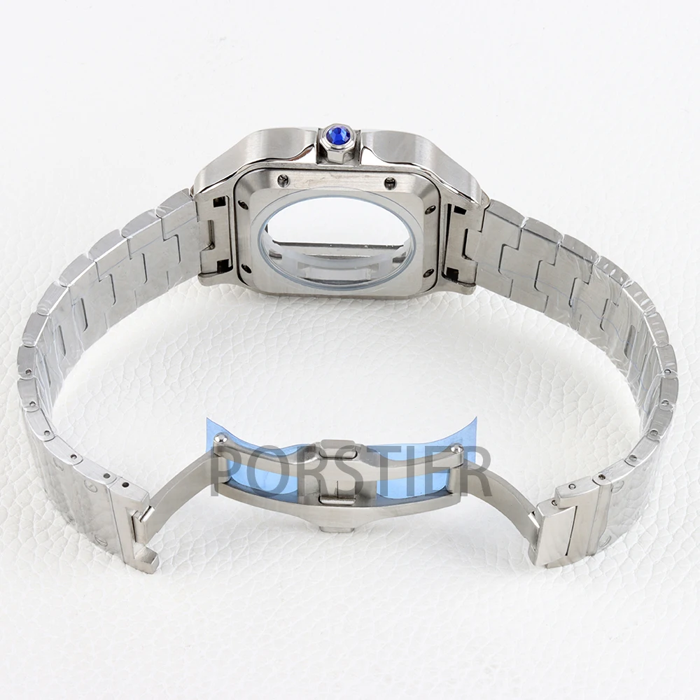 NH35 Gold PVD Square Watch Cases 38mm and Bracelet Stainless steel Watch Accessories for 27mm Dial NH35 NH36 movement Waterproof